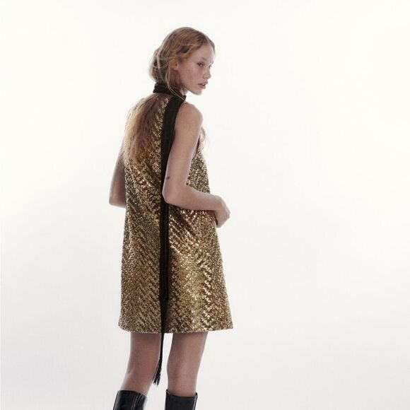 Zara KNIT MINI DRESS WITH SEQUINS MERMAIDCORE MERMAID CORE TAILOR SWIFT - Picture 6 of 13